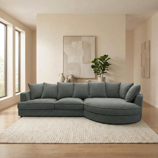 Penthouse 3 Seater Goose Feather Curved Chaise Sofa