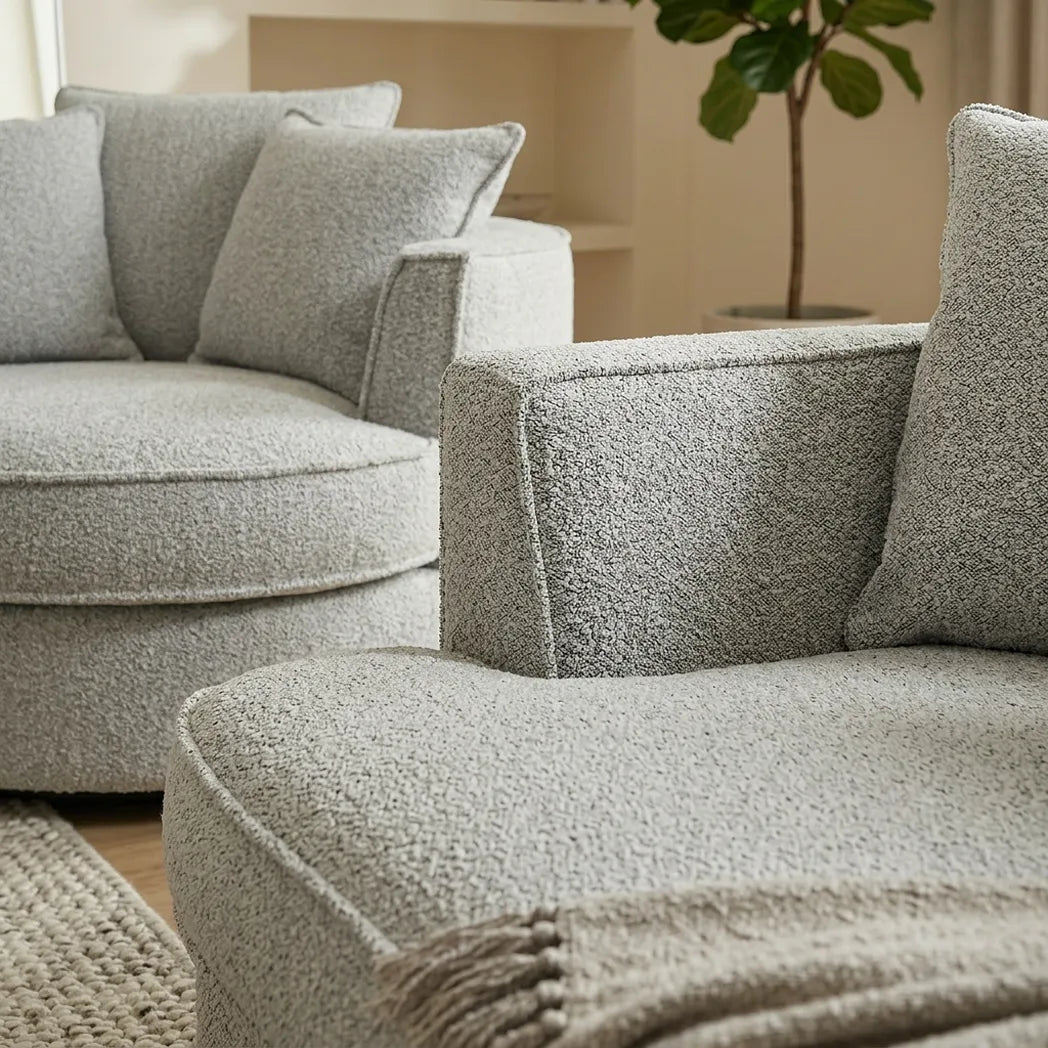 Penthouse 3 Seater Goose Feather Curved Chaise Sofa