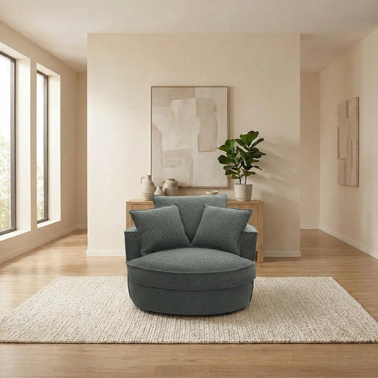 Penthouse Goose Feather Swivel Armchair in Green