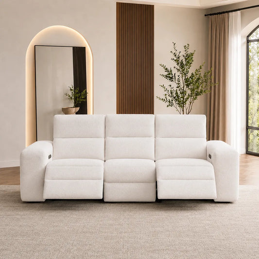 Phoenix 3 Seater Electric Recliner Sofa in Beige