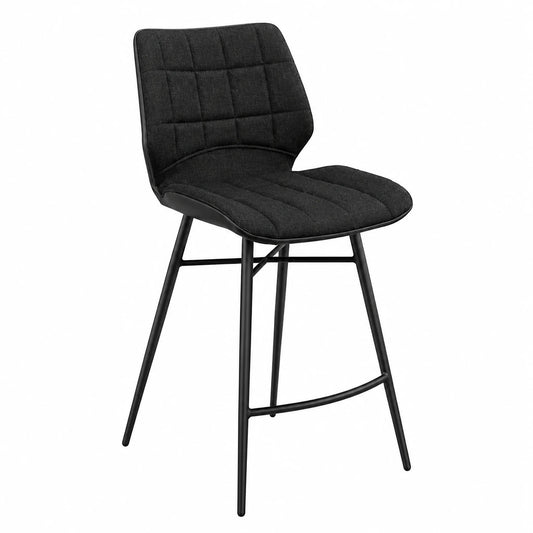 Ridge Fabric & Eco Leather Bar Stool in Black