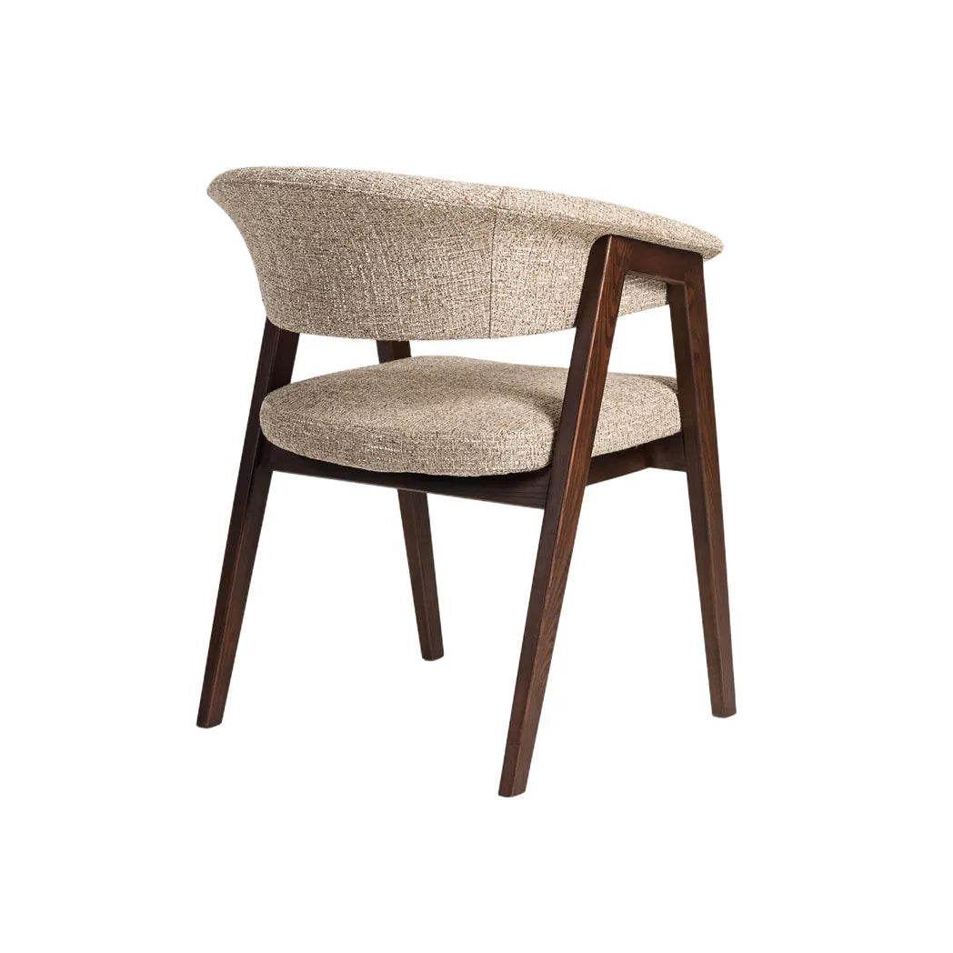 Rovano Textured Fabric Dining Chair - Beige/Walnut