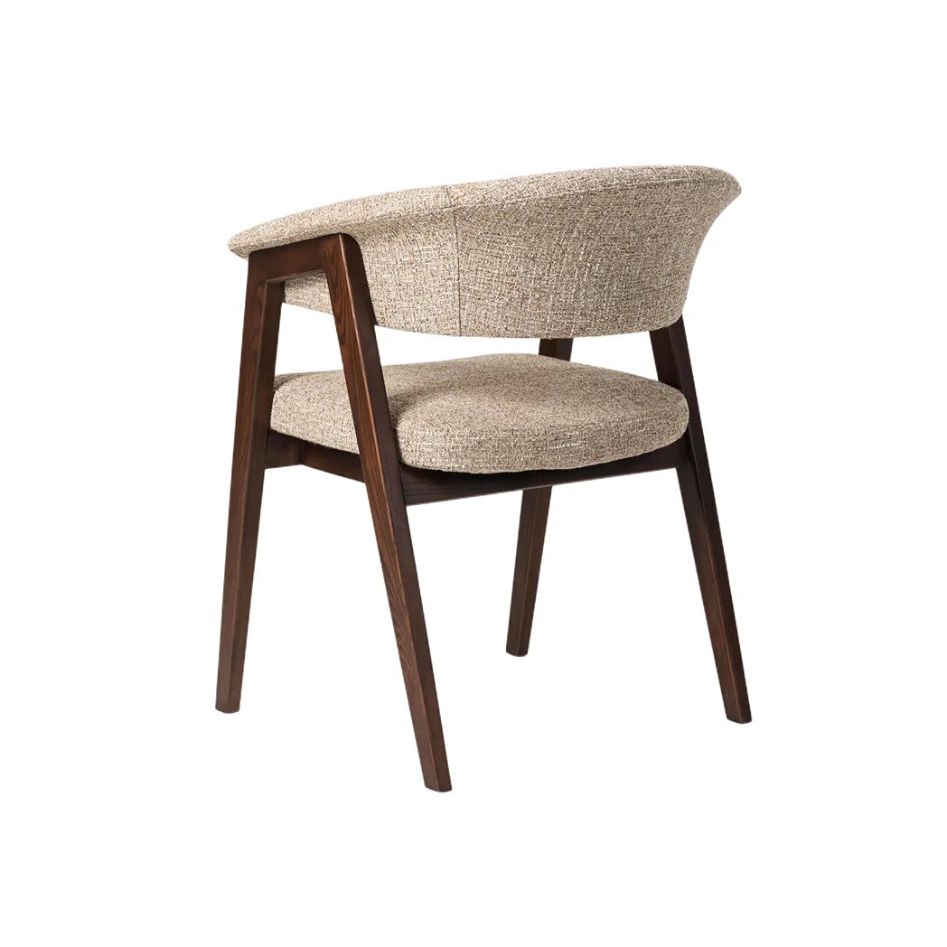 Rovano Textured Fabric Dining Chair - Beige/Walnut