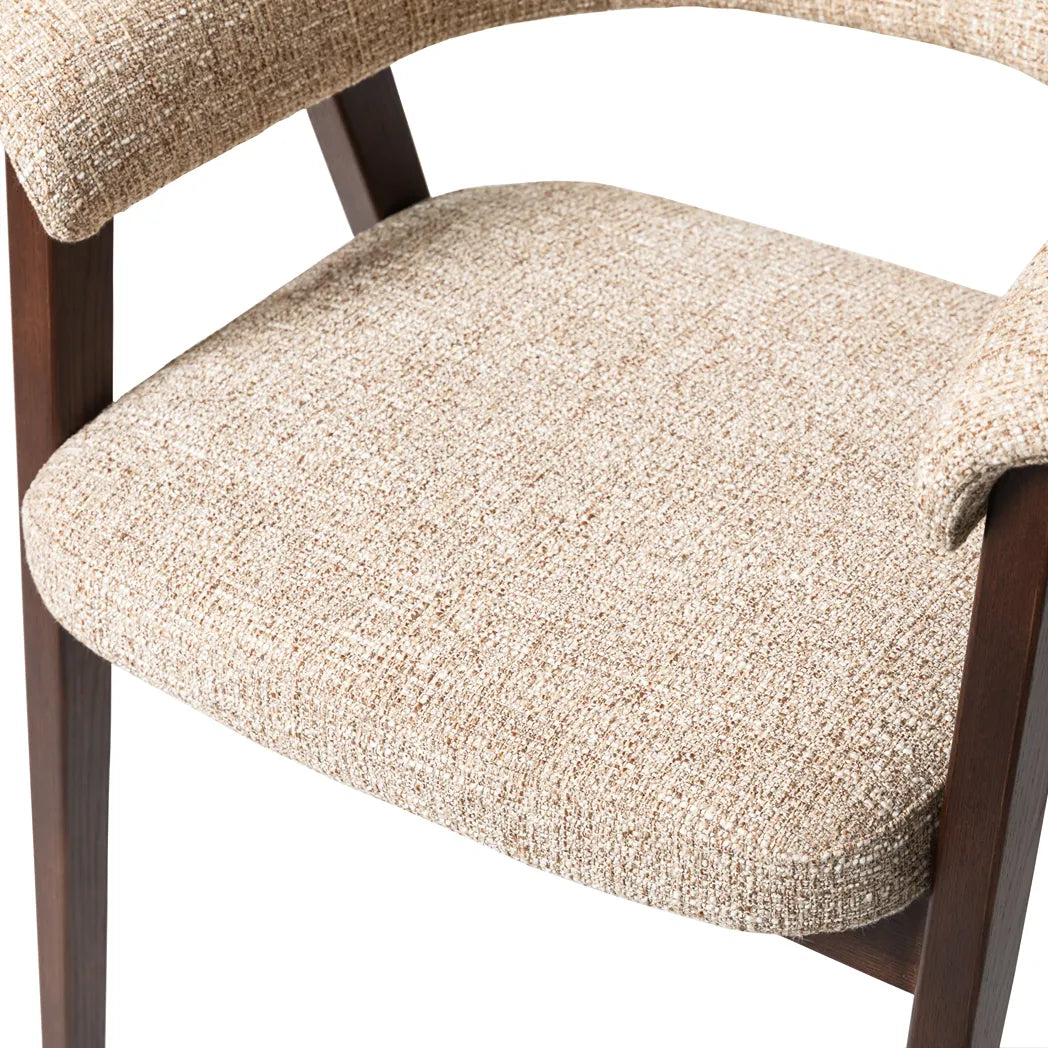 Rovano Textured Fabric Dining Chair - Beige/Walnut