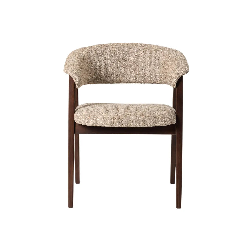 Rovano Textured Fabric Dining Chair - Beige/Walnut