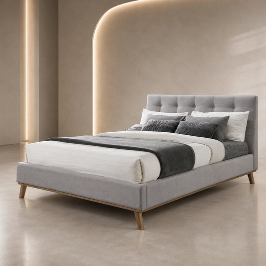 Saiga Grey Fabric Bed Frame - KING
