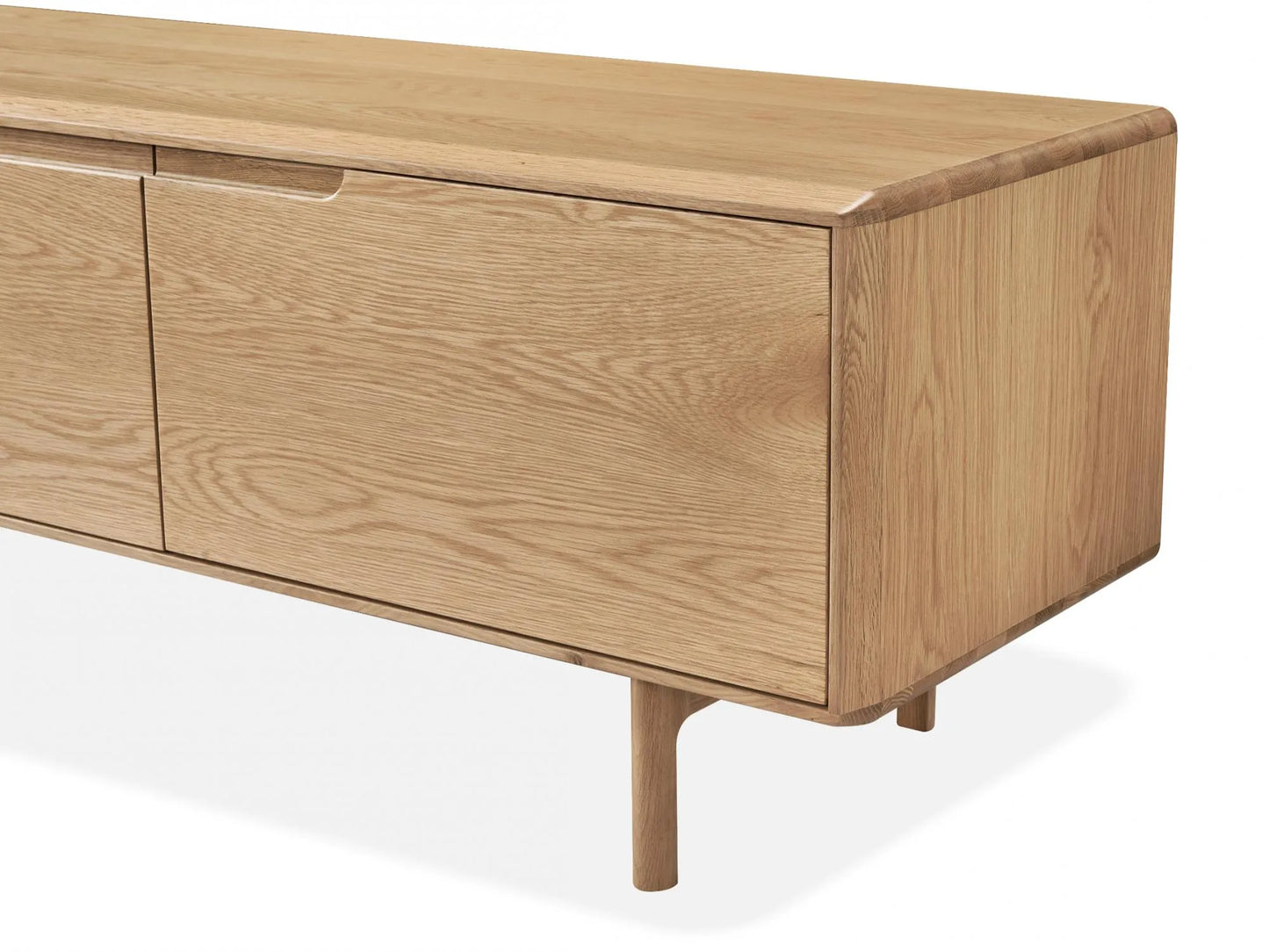 Sano 240cm natural white oak veneer TV unit – side view