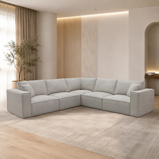 Shelly 5 Seater Modular Corner Sofa in Beige