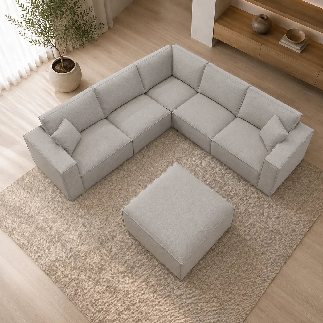 Shelly 5 Seater Modular Corner Lounge Suite with Ottoman