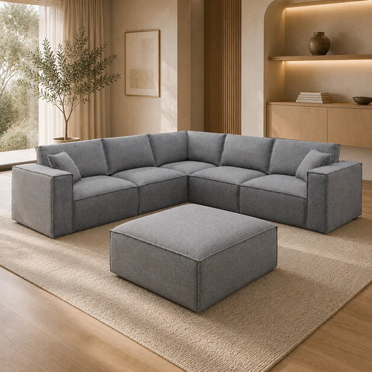 Shelly 5 Seater Modular Corner Sofa with Ottoman