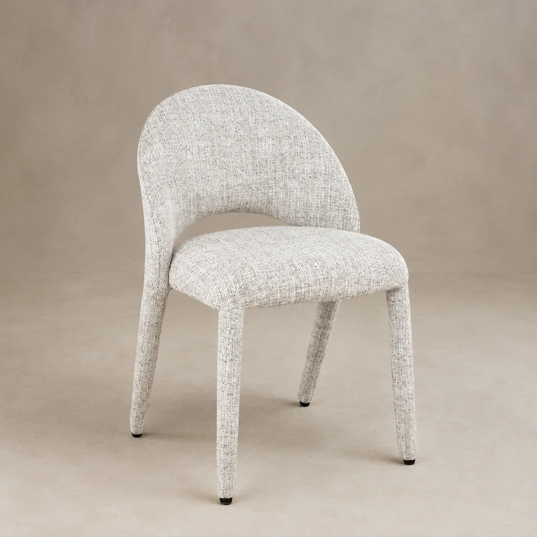 Siri stone fabric dining chair with curved open backrest