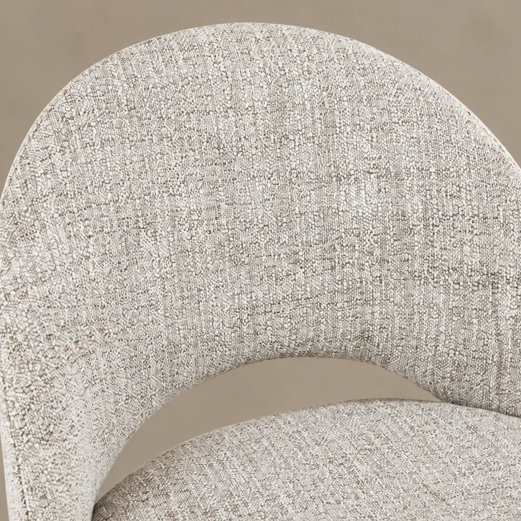 Siri stone fabric dining chair with curved open backrest