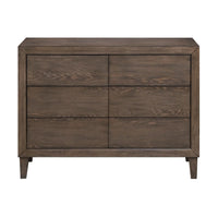 Wooden dresser with four drawers on a white background