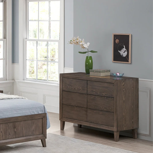 Sueno Café Grey 6 Drawer Timber Dresser