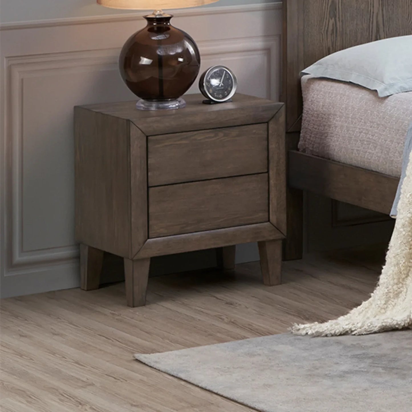 Sueno Café Grey 2 Drawer Bedside Table