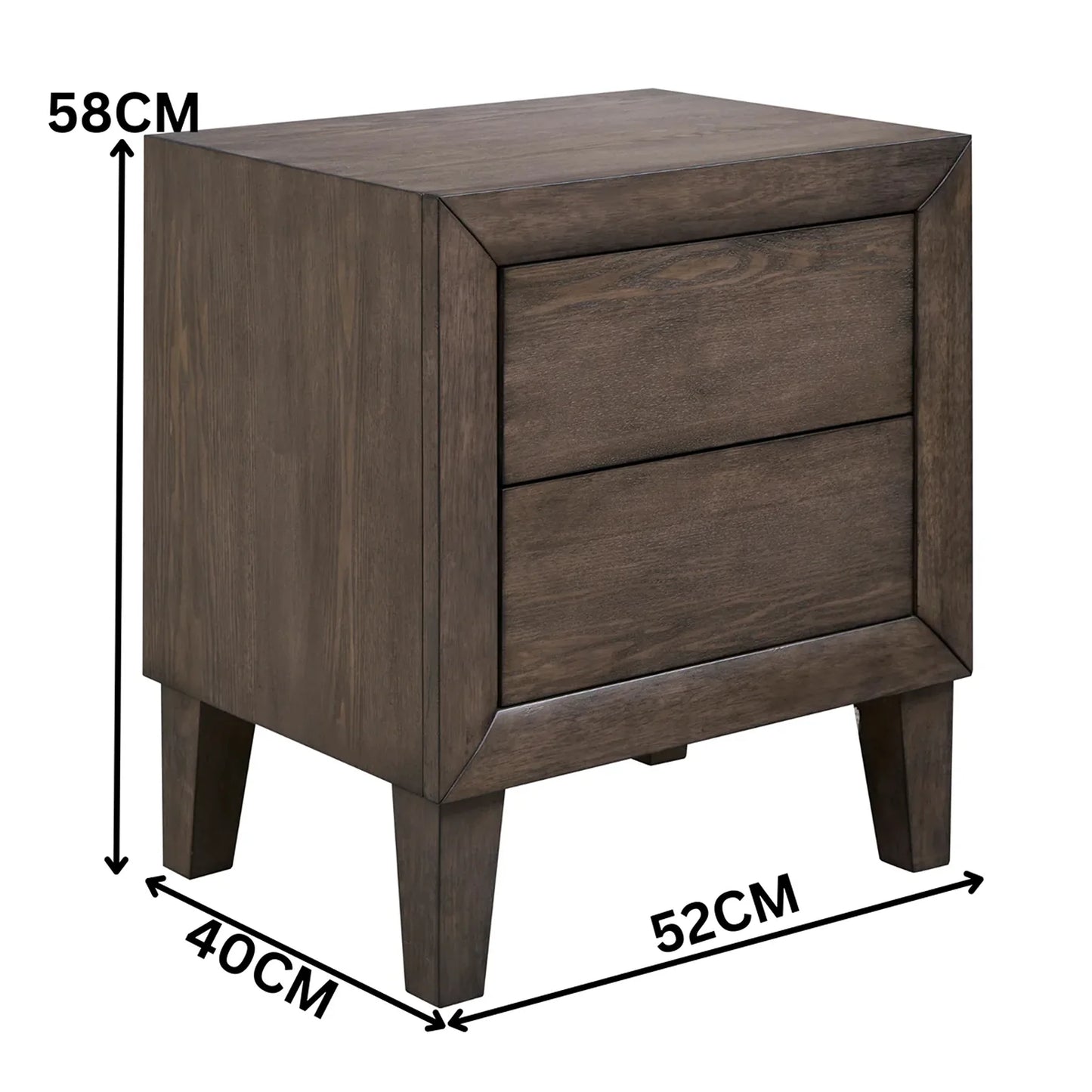 Sueno Café Grey 2 Drawer Bedside Table