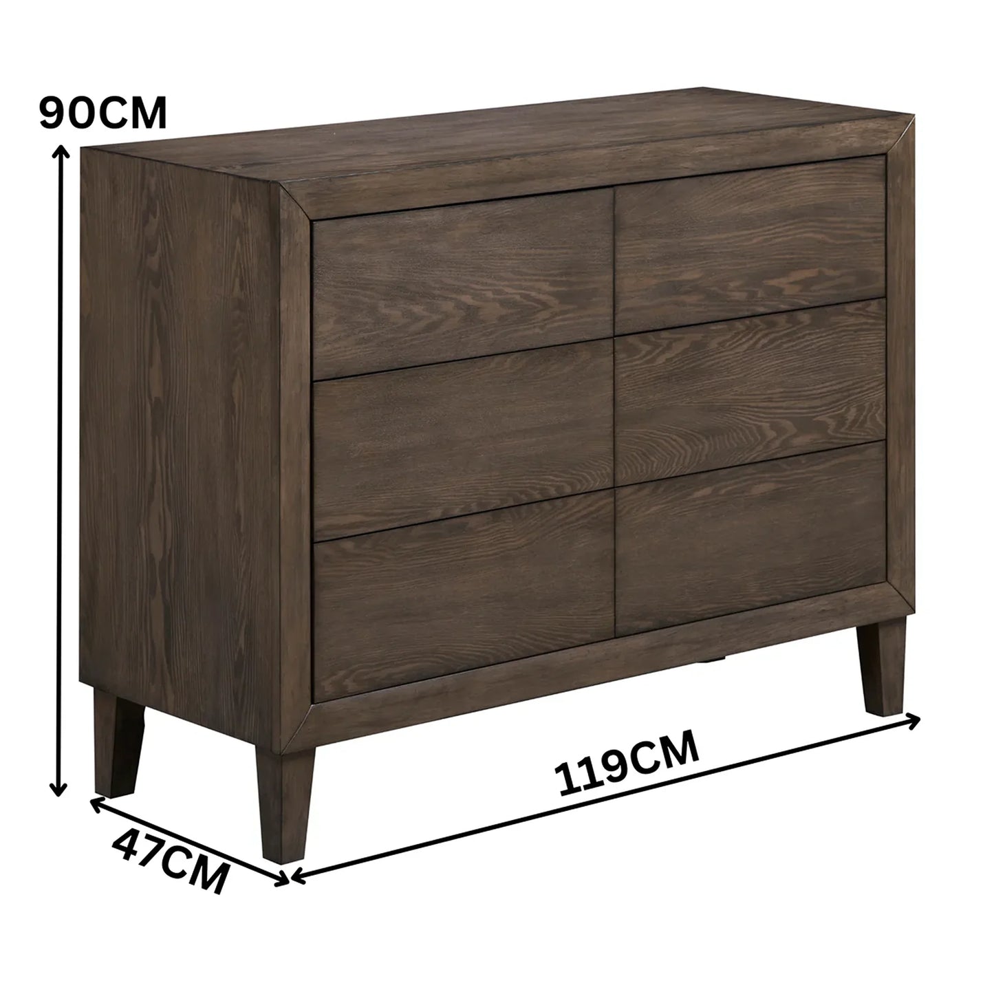 Sueno Timber 6 Drawers Dresser