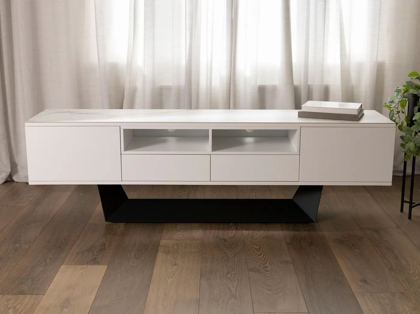 Symphony Marmo 200cm Ceramic TV Unit - White