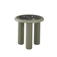 Tiber 50cm grey marble and olive side table – front three-quarter view