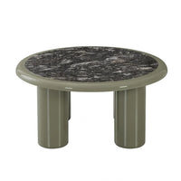 Tiber 80cm grey marble and olive coffee table