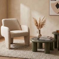 Tiber 80cm Grey Marble & Olive Coffee Table
