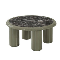 Tiber 80cm grey marble and olive coffee table – front three-quarter view