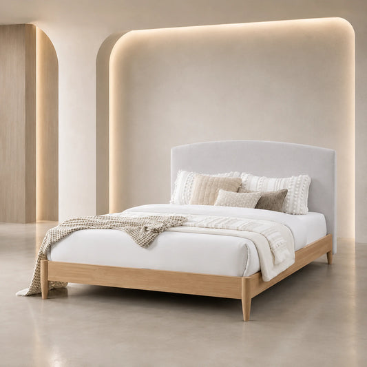 Tilda Oak-Look Bed Frame with USB Charging - QUEEN