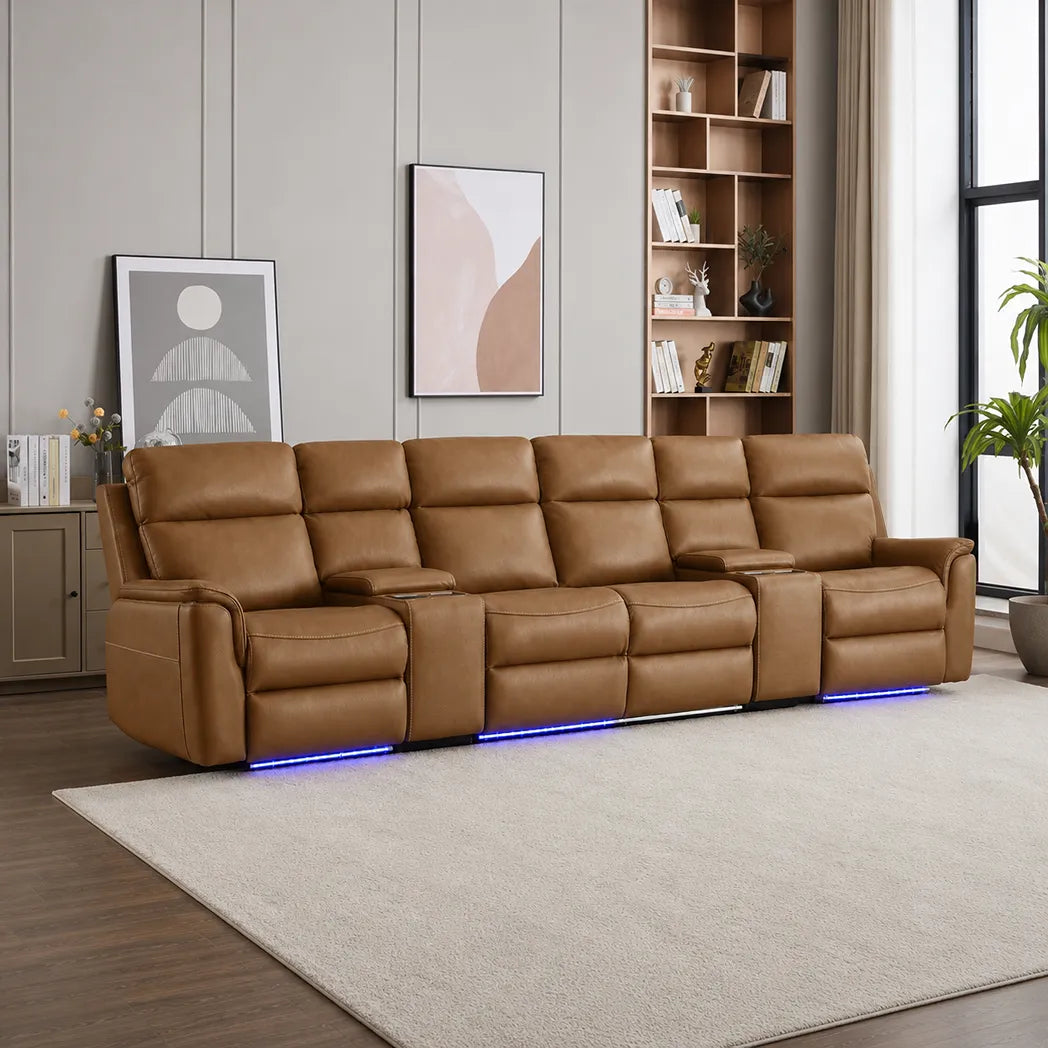 Torrens 4 Seater Home Theatre Electric Recliner Lounge with LED Lightings