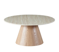 Waverley 100cm Round Marble Coffee Table - White Travertine