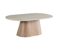 Waverley 130cm Oval Marble Coffee Table - White Travertine