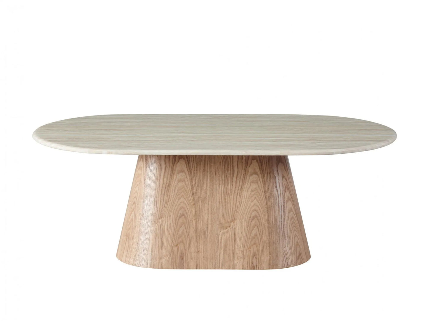 Waverley 130cm Oval Marble Coffee Table - White Travertine
