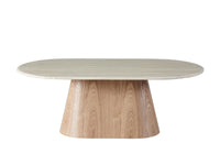 Waverley 130cm Oval Marble Coffee Table - White Travertine