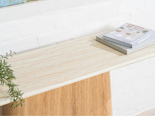 Waverley 150cm Marble Console Table - White Travertine
