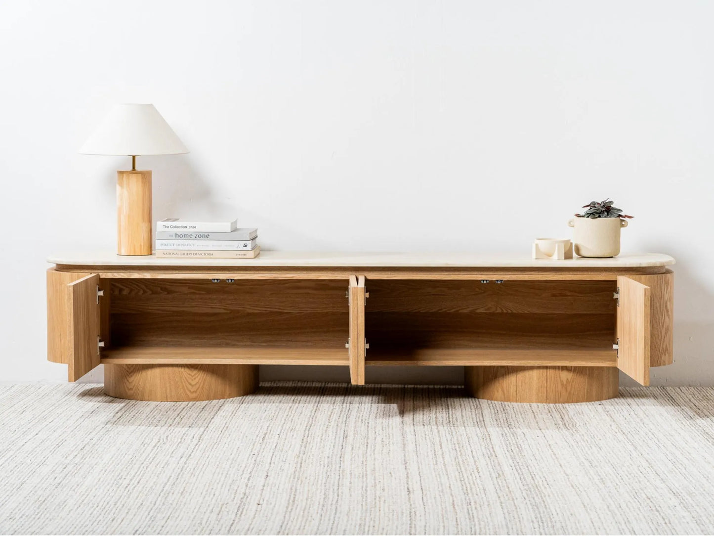 Waverley 200cm Marble TV Unit - White Travertine