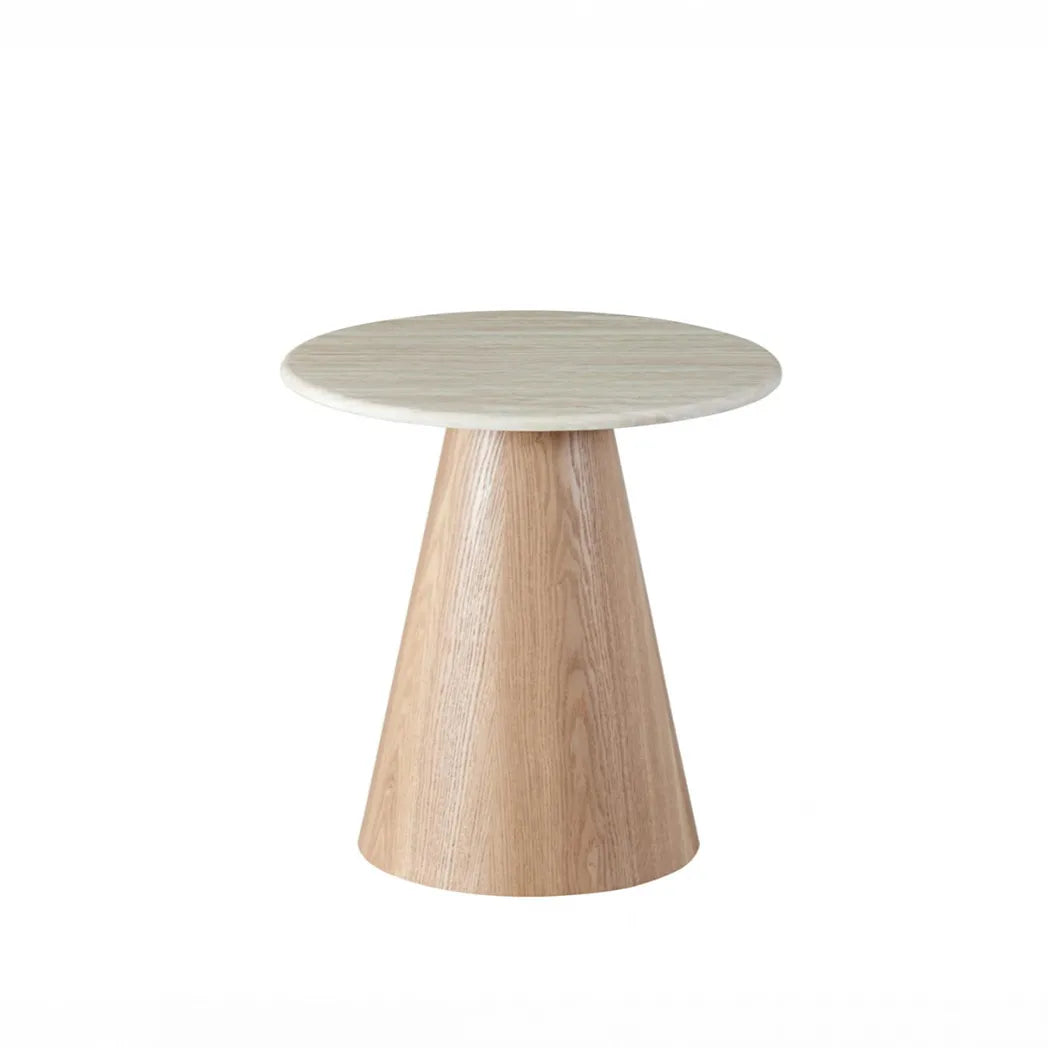Waverley 55cm Natural Marble Side Table - White Travertine