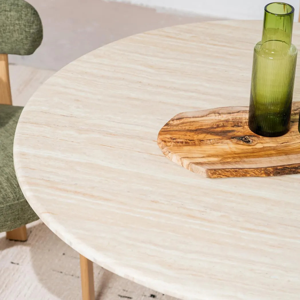 Waverley Oval Dining Table - White Travertine