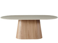 Waverley Oval Dining Table - White Travertine