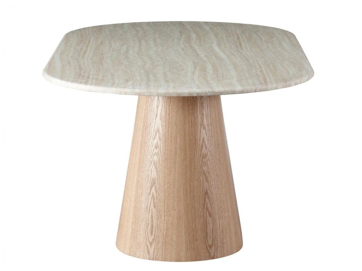 Waverley Oval Dining Table - White Travertine