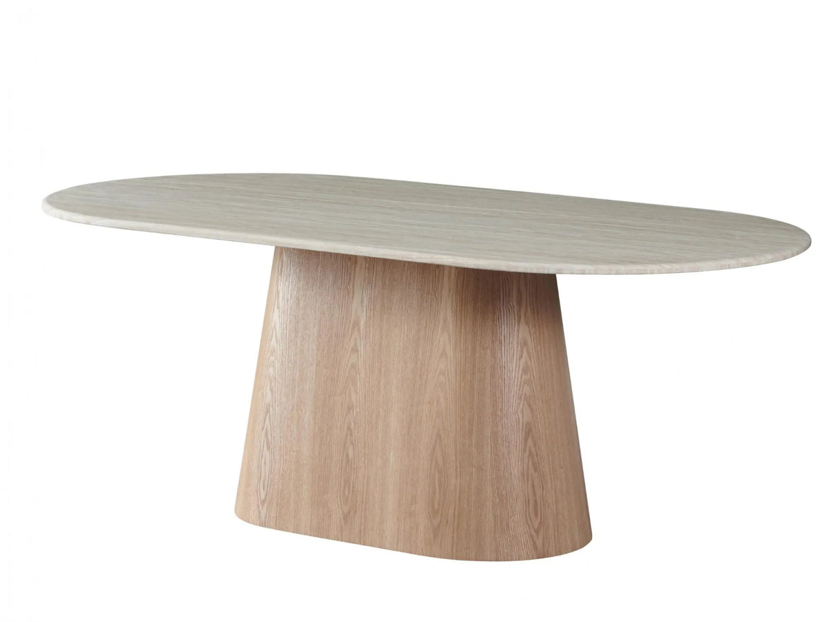 Waverley Oval Dining Table - White Travertine